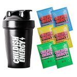 Childish Energy Drink Powder Starter Pack- Focus Boost 150mg Caffeine Drink - Clean Energy Drink Sugar Free - Pre Workout Energy Juice - Sports Running Drink - 6 Packs & Shaker