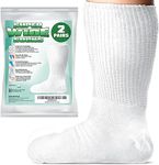 IMPRESA [2 Pairs] One Size Unisex Extra Width Socks in White for Lymphedema - Bariatric Sock - Oversized Sock Stretches up to 30'' Over Calf for Swollen Feet And Mens and Womens Legs