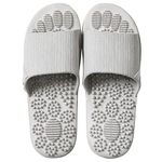 V-shine Acupressure Massage Slippers Therapeutic Reflexology Sandals for Foot Acupoint Massage Shiatsu Arch Pain Relief Non-Slip Massage Shoes for Bath Shower, Grey, 7.5-8