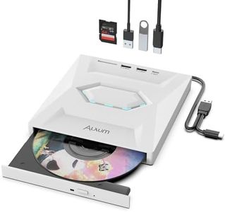 Alxum External CD Drives - Type-C USB 3.0 CD Reader with SD Slot & Type A Ports CD 24X Super Fast Speed External Disc Drive for Laptop/PC/Window/Mac OS/Linux/Vista