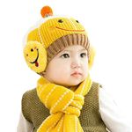 SYGA Baby Girls Boys Cute Hats and Scarf Set, for 6 Months - 3 Years Knit Warm Hat Beanie Cap Hat_Yellow. Circumference:46-50 cm