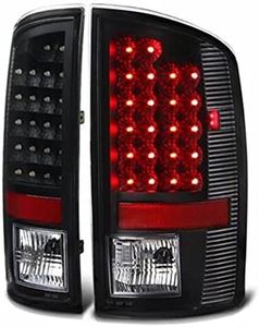 Silscvtt 2 PCS Driver & Passenger Side Rear Brake Tail Lights Assembly Replacement for 2002-2006 Ram 1500 2500 3500 Smoke Tail Lights Lamps 55077348AF 55077347AF