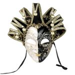 YU FENG Venice Mask, Fancy Dress for Carnival of Venice, Black and White, Jester Double Side Mask.