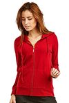 Sofra Women's Thin Cotton Zip Up Hoodie Jacket, Red, Large