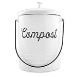 AuldHome White Enamelware Compost B