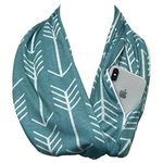 Pop Fashion Shop Arrow Pattern Infinity Scarf with Hidden Zipper Pocket to store Phone, Keys, and Wallet, Teal, One Size