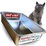 iPrimio Ultimate Stainless Steel XL Cat Litter Box - XL Litter Box for Big Cats - Large Cat Litter Box - Never Absorbs Odor, Stains, or Rusts - Easy Cleaning Litterbox Designed by Cat Owners (1 Pan)