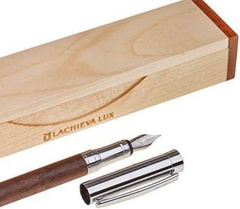 LACHIEVA Luxury Walnut Fountain Pen, Perfect Pen with Schmidt Nib (Fine Size), Converter, Cartridges. Nice Wood Pen Set for Men & Women. Best and Professional, Executive, Office Gift. (Walnut)