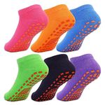 SkiBeaut Kids Socks Youth Trampolines Socks 6 Pairs Non Slip Grips Boys Girls Socks Slipper Children Socks for 6-9 Years