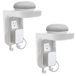 WALI Wall Bathroom Shelf Standard Vertical Duplex GFCI Décor Outlet Charging for Cell Phone, Dot, Google Home, Speaker up to 20lbs with Cable Management and Detachable Hooks (OSH002-W), White, 2 Packs