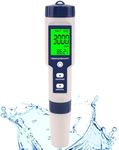 Pool Salt Tester & PH Meter, Hofun Digital Salinity Meter and PH Tester for Pool Saltwater and Drinking Water, 5 in 1 Salinity PH Temp EC and TDS Meter Swimming Pool Hot Tub Spas, High Accuracy