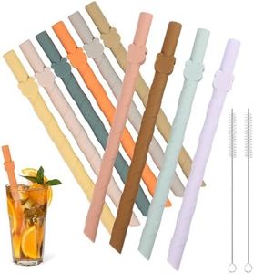 10 Piezas Pajitas Reutilizables Ecológico,10mm Pajitas Silicona, Pajitas Silicona Sin BPA Niños con 2 Cepillos de Limpieza para Apto para Bebidas Frías, Zumos, Yogures y Cócteles