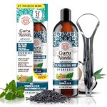 GuruNanda Advanced Formula Oil Pulling with Tongue Scraper - Oil Pulling for Healthy Teeth & Gums with Vitamin D,E - Coconut Oil Natural Mouthwash, Helps with Fresh Breath & Teeth Whitening (237 mL)