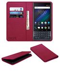 ACM Rich Leather Flip Wallet Front & Back Case Compatible with BlackBerry Key2 Le Mobile Flap Magnetic Cover Pink