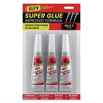 ELFY 3 Pack Super Glue All Purpose with Pin Point Nozzle 4g Super Fast Superglue General Strong Thick & Strong Adhesive Super Glue Gel for Hard Plastic, DIY Craft, Rubber,Metal,Leather and Many More