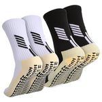 2 Pairs Non Slip Sport Soccer Socks Anti Slip Football Grip Socks Unisex Athletic Sports Socks with Rubber Dots Breathable Basketball Socks for Football Volleyball Yoga Running Trekking Hiking