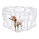 Iris Ohyama Dog Pen with Lockable Door, H90cm, 8 Panels, White, Dog Cage, Plastic, Puppy Enclosure, For Rabbit Runs, Indoors, Outdoors, Playpen for Dogs, Cats, Rodents, Pets, Dog Fence, Kennel, CI-908