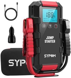 SYPOM Démarreur de batterie automatique, 6 000 A, démarreur d'urgence (jusqu'au gaz et 12 L diesel), 12 V Starter Batterie avec lampe de poche LED, Booster de démarrage de voiture
