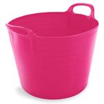 42 LITRE FLEXI BUCKET LARGE TUB GARDEN CONTAINER FLEXIBLE STORAGE HORSE FEED TRUG REINFORCED HANDLE BASKET (PINK)