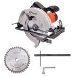 KP Tech CS185 1400W 7"/185mm Electric Wood Cutting Circular Saw, Copper Armature, 5800 RPM With Cutting Angle & Cutting Depth Adjustment along with 185mm 40T Blade for Home Furniture & Wood Working