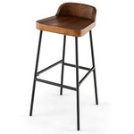 COSTWAY Set of 1/2 Bar Stools, Saddle Seat Stool with Metal Legs, Adjustable Foot Pads & Footrest, Counter Height Dining Chairs for Kitchen Pub Breakfast (with Backrest, 1 Pcs, 42x42x82cm)