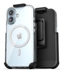 Encased Magnetic Case Designed for iPhone 16 Plus Case with Belt Clip Holster, Compatible with MagSafe (Clear)