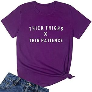 YITAN Women Graphic Casual Tops Cute Tee Shirts Purple Medium