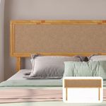 Bme Nipe Headboard ONLY Boho Bohemian Coastal Style with Solid Wood, Easy Assembly (Natural, King)