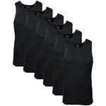 Gildan Men's A-Shirts Tanks Multipack, Black (6 Pack), Large