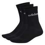 adidas Unisex Linear Crew Cushioned 3 Pairs Crew Socks, Black/White, M