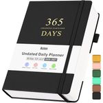 Planner, Undated Daily Planner with To Do List, 365 Days Planner for ADHD Adult, Agenda for Women Men, Hourly Planner Notebook for Goal Setting, Productivity Planner with Calendar, 8.3" x 5.8" (Black)