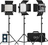 GVM Led Video Lighting Kit with Digital Screen 2300K~6800K high Brightness with Stand Dimmable Bi-Color Video Lighting CRI97+ TLCI97 Led Light Panel for YouTube Studio Photography Video Shooting