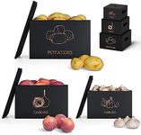 DALSHABET Potato and Onion Storage Bins, Premium Pantry Organizers and Storage, Bamboo Vegetable Garlic Keeper Solutions for an Organized Kitchen Black