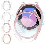 Jvchengxi [4+4Pack Matte Case 40mm for Samsung Galaxy Watch 5/4 / FE Screen Protector, Hard PC Bumper Cover + 4 HD Tempered Glass Films for Galaxy Watch FE / 4/5 (RoseGold+SandPink+Silver+Clear)