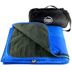 DOWN UNDER OUTDOORS Large Waterproof, Windproof, Quilted Fleece Stadium Blanket, Machine Washable, Camping, Picnic & Outdoor, Beach, Dog, 82 x 55 inches (Blue/Grey), Folding