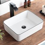 KARAMAG White Vessel Sink,Rectangle 19"x15" Bathroom Sink Above Counter Porcelain Ceramic Small Sink Bowl Ceramic Vessel Sinks for Bathrooms