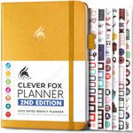 Clever Fox Planner 2nd Edition Dated Jan 2025-Jan 2026 – Colorful Weekly & Monthly Goal Setting Planner, Habit Trackers, Time Management and Productivity Organizer, Gratitude Journal, A5 (Amber