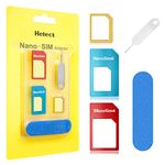 Helect SIM Card Adapter, 5-in-1 Nano & Micro SIM Card Adapter, Kit Converter with Polish Chip and Eject Needle