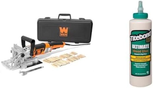 WEN 8.5-Amp Plate and Biscuit Joiner with Titebond III Ultimate Wood Glue, Biscuits, and Case