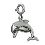 FOURSEVEN Diving In The Distance Dolphin Charm Pendant - Fits in Bracelets, Chains and Necklace - 925 Sterling Silver Jewellery for Men and Women (Best Gift for Him/Her)