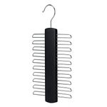 HANGERWORLD 20 Bar Black Wooden Tie Hanger for Wardrobes, Organiser holder for Ties, Scarves and Belts