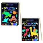 FunBlast Scratch Painting Art Cards - DIY Magic Colouring Art Scratch Cards for Drawing, Sketching, Scratch Art Painting Paper with Stylus, Art & Craft Kit for Kids (Dinosaur-Sea Animals)