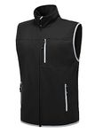 YSENTO Men's Golf Vest Lightweight Softshell Windproof Hiking Running Sleeveless Jackets Black M