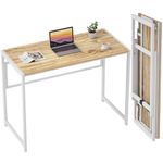 GreenForest Folding Desk for Small Spaces No-Assembly, 100 CM Small Computer Desk For Home Office, Space-Saving Foldable Table Study Writing Office Desk,OAK