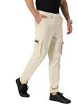 THIRD QUADRANT Loose Fit Shade Beige Multiple Pocket Premium Cargo Denim Jeans for Men | Men Jeans | Cargo Pants (34, Beige)