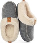 LongBay Women's Winter Slippers, Memory Foam Fluffy Moccasin House shoes with Warm Plush Fleece Lining Slip-On for Indoor Outdoor (5-6 UK, Grey)