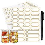 JaoNanl Spice Labels Stickers,Waterproof Pantry Labels for Mason Jars,Food Containers,Spice Jars,Storage Bins,Bottles,Kitchen Labels with Marker Pen,4 Sizes,Pack of 192(Gold)