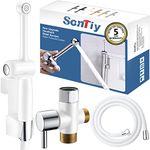 SonTiy Handheld Bidet Toilet Sprayer Kit,White Hand Held Bidet Sprayer for Toilet- Adjustable Pressure Control, 7.9" Long Bidet Wand