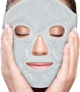 PerfeCore Facial Mask Get Rid of Puffy Eyes Migraine Relief, Sleeping, Travel Therapeutic Hot Cold Compress Pack Gel Beads, Spa Therapy Wrap for Sinus Face Puffiness Headaches Gel Mask