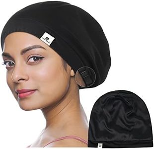 YANIBEST 100% Mulberry Silk Lined Sleep Cap Silk Bonnet for Sleeping - Black Hair Bonnet for Natural Hair